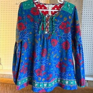 Matilda Jane Blue Floral Blouse Cats